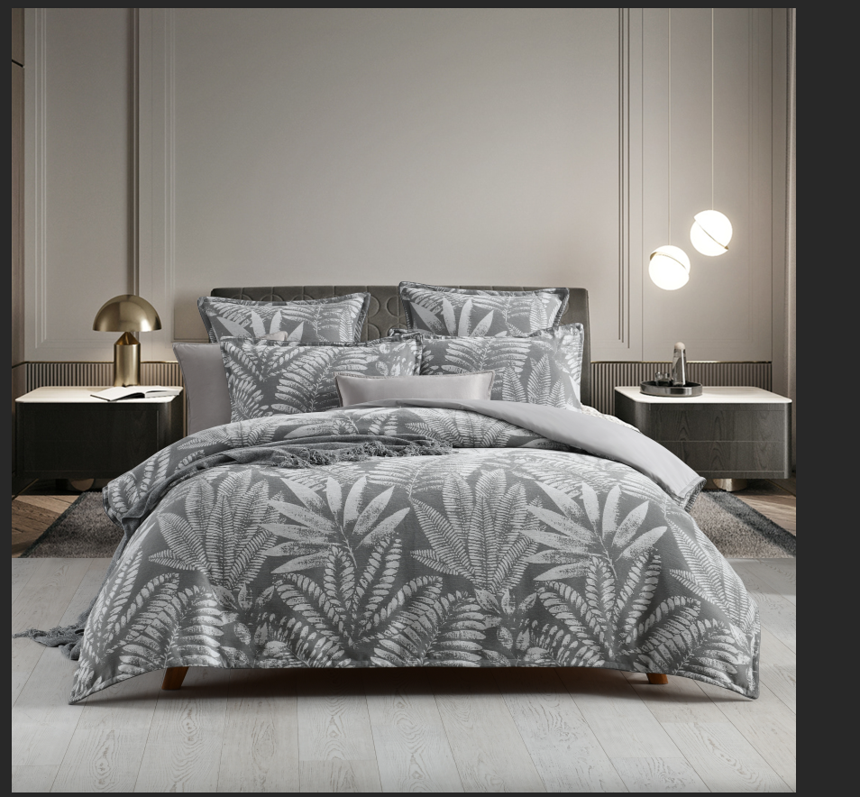 Raven Jacquard Quilt cover set Charcoal