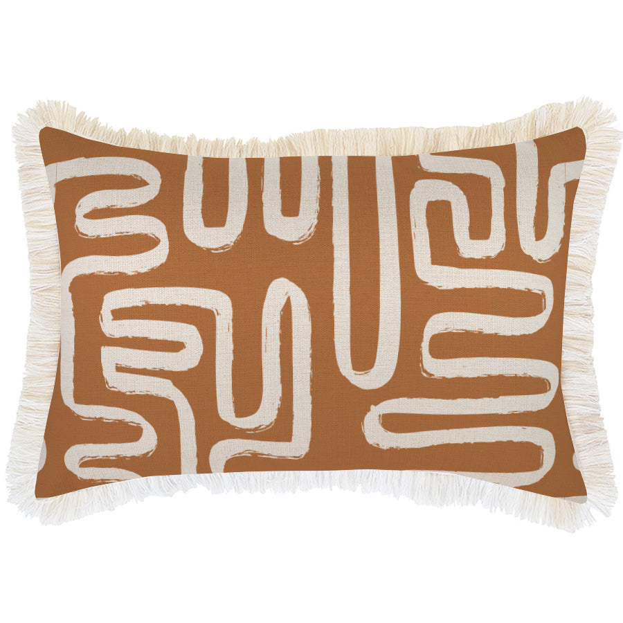 Cushion Cover Coastal Fringe Maze Rust