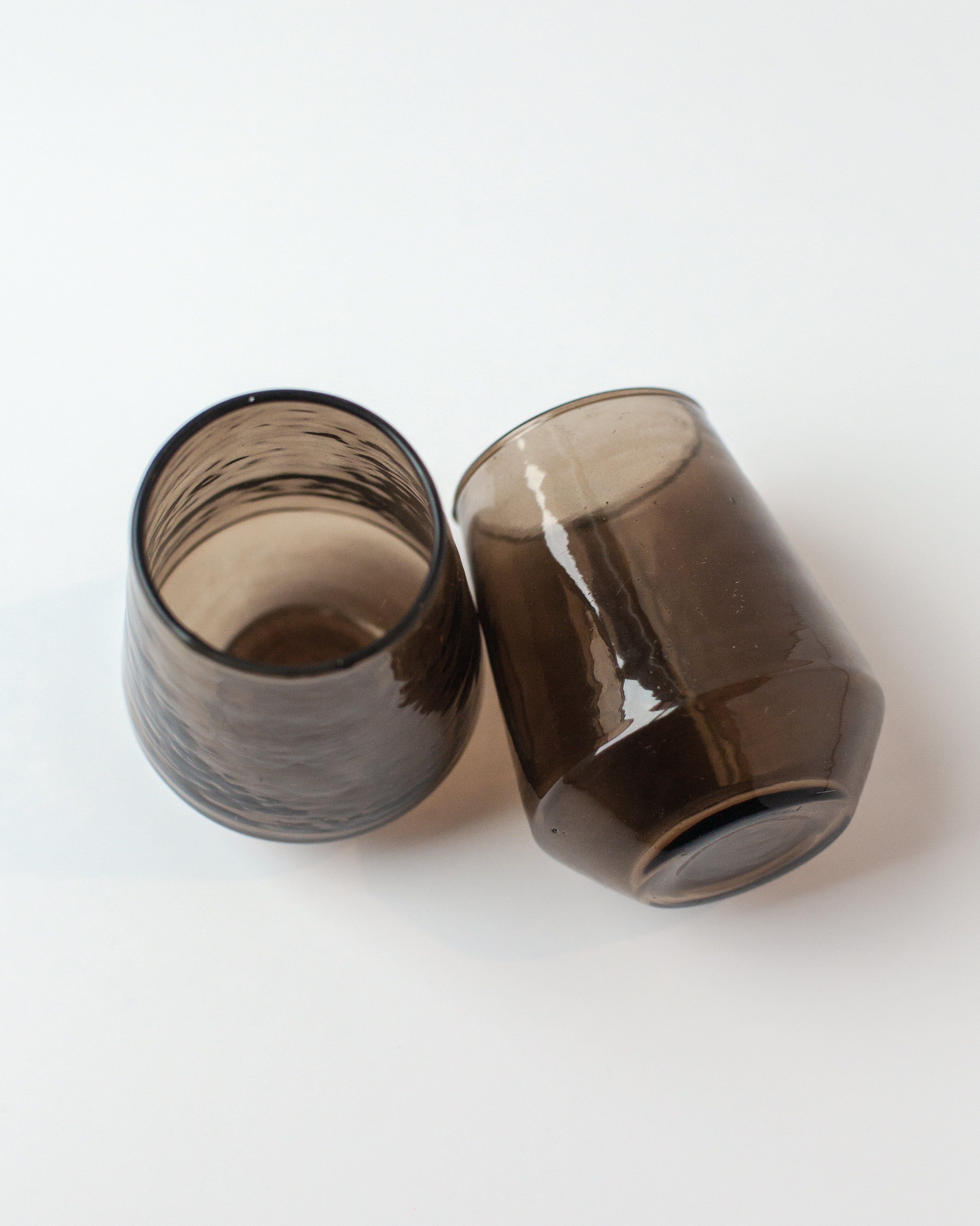 Pair of Hammered Glass Stemless Tumblers