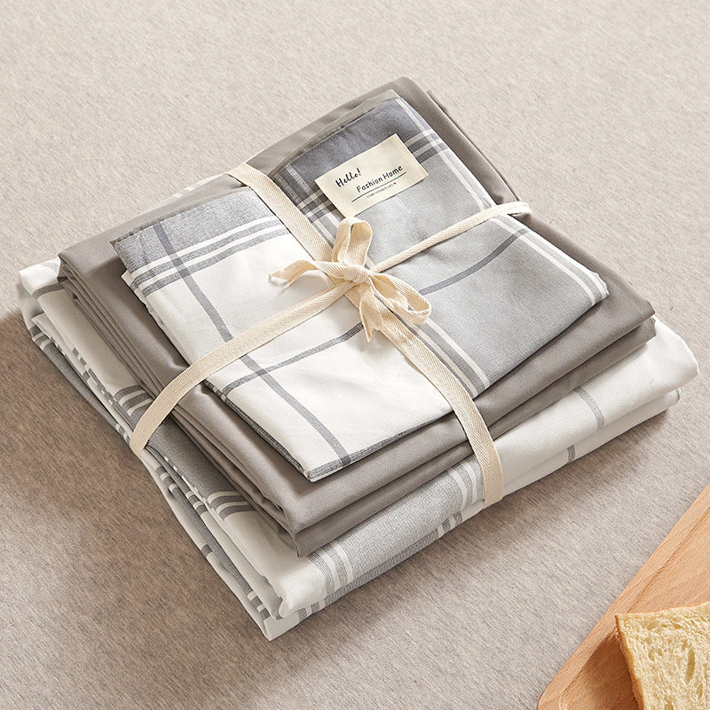 NNEDSZ Grey 4-Piece Cotton Bedding Set